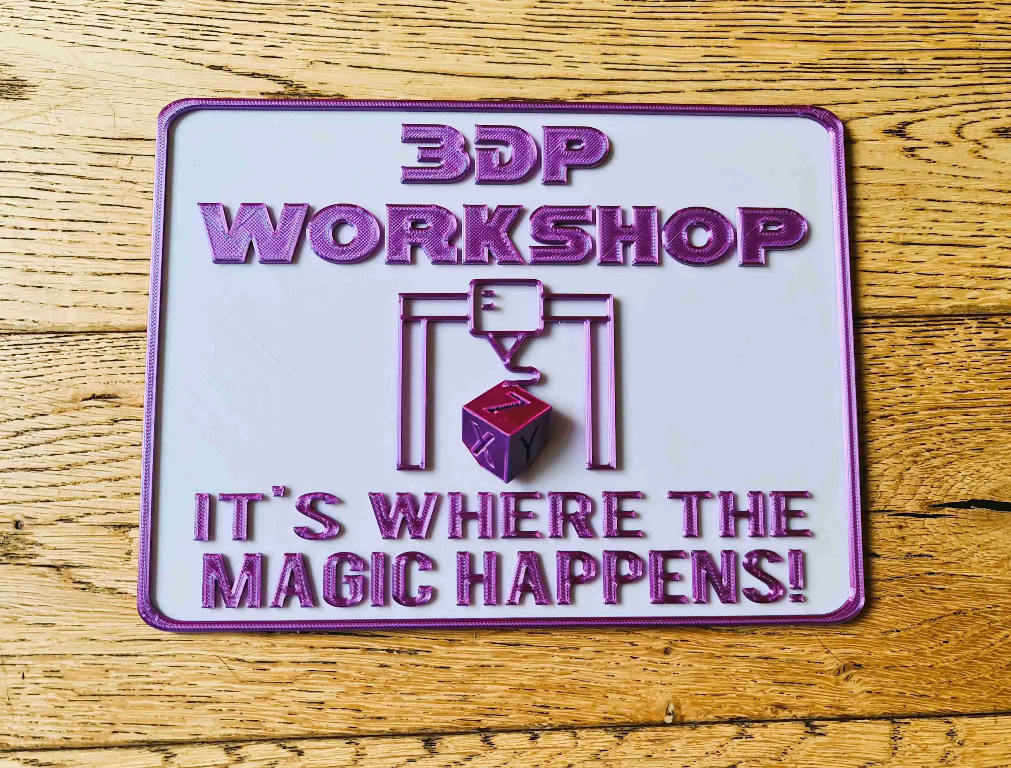 3D Printing 3DP Workshop Studio Sign with Calibration Cube