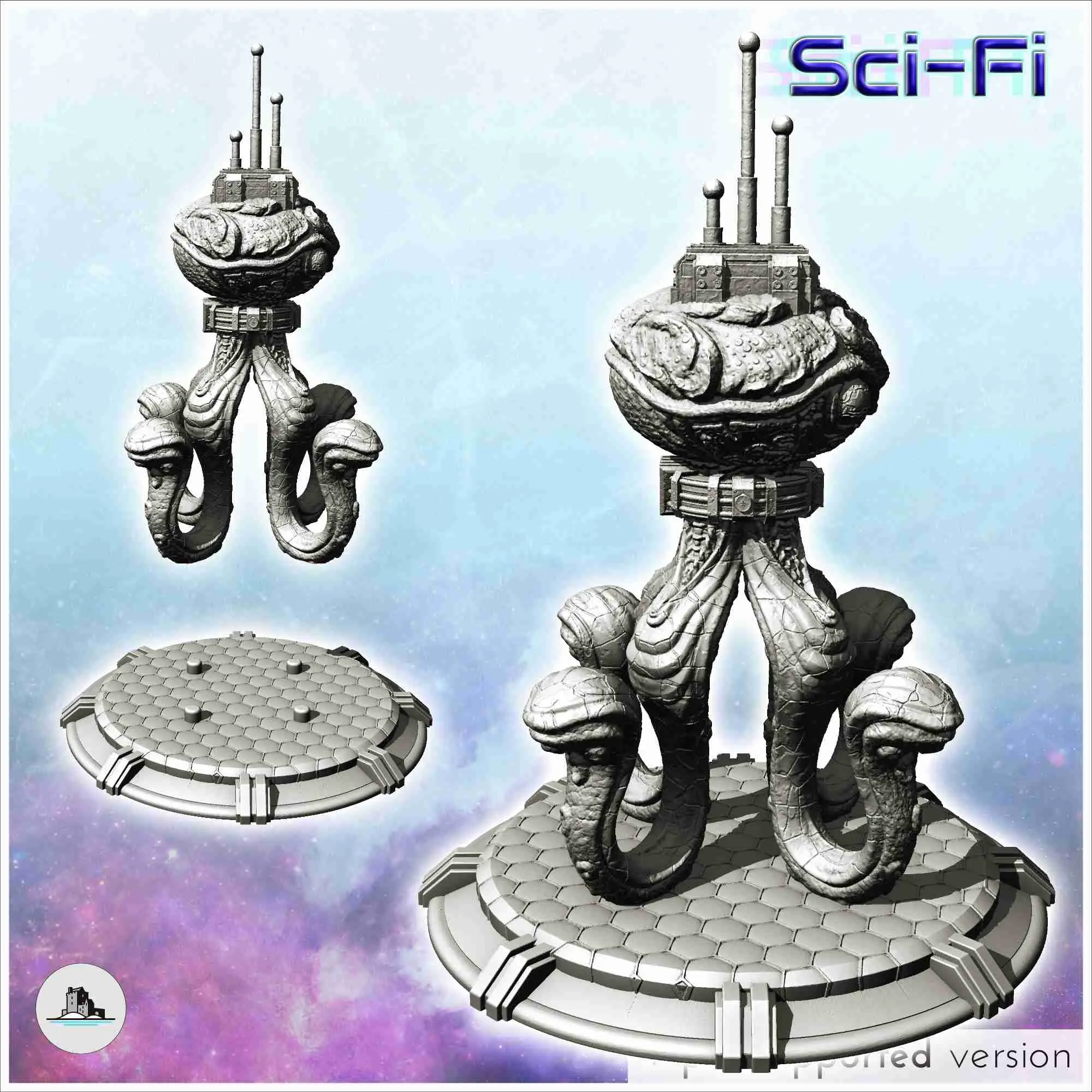 Alien octopus creature with tentacle and antenna (15) - scie