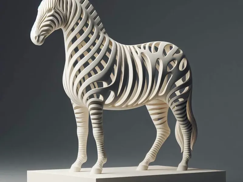 2958  Hollow Zebra with Cutout Stripes – 3D Model  TOTEM