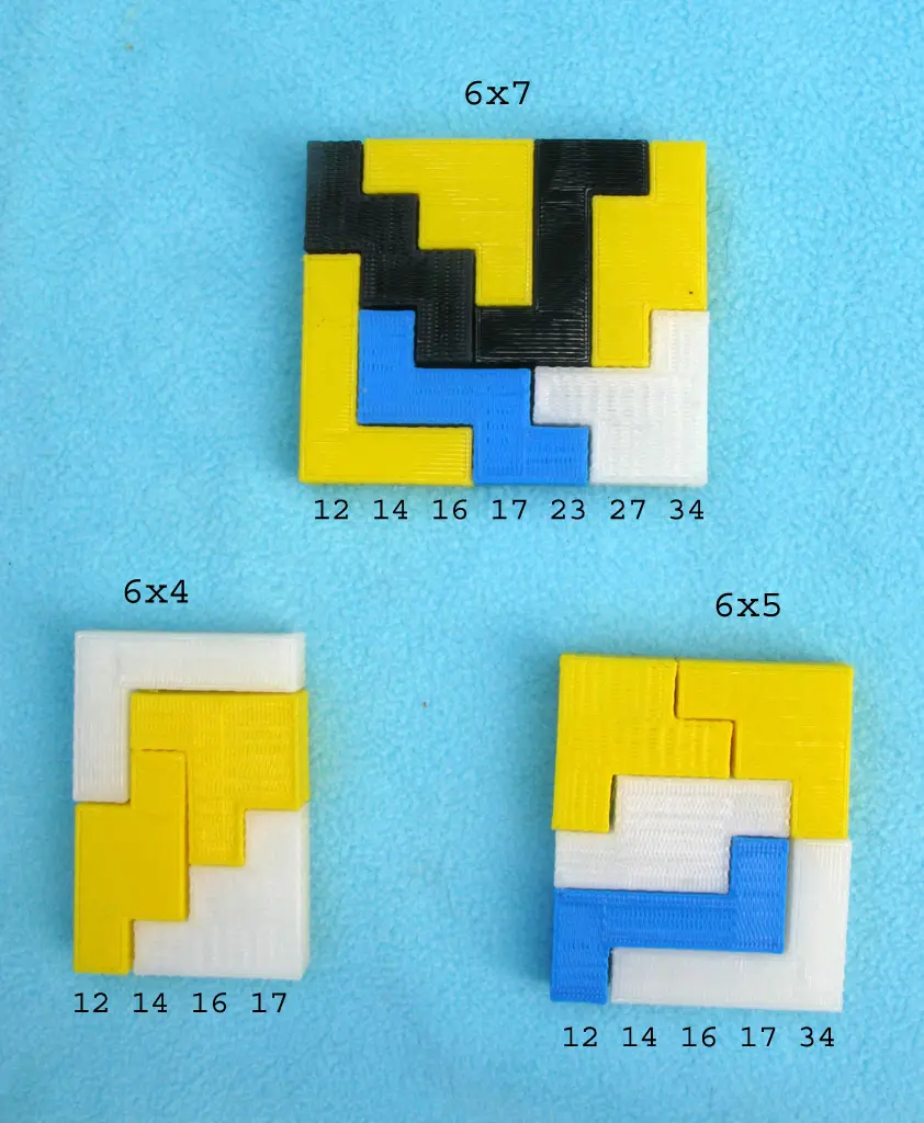  Six Hexomino 6x6 Tiling Puzzles  