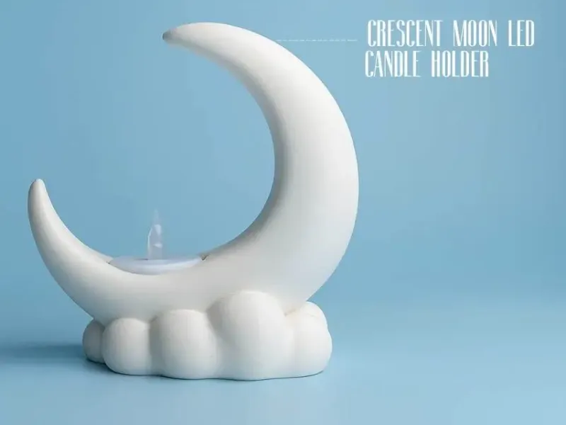 Crescent Moon LED Candle Holder – Cozy Decor