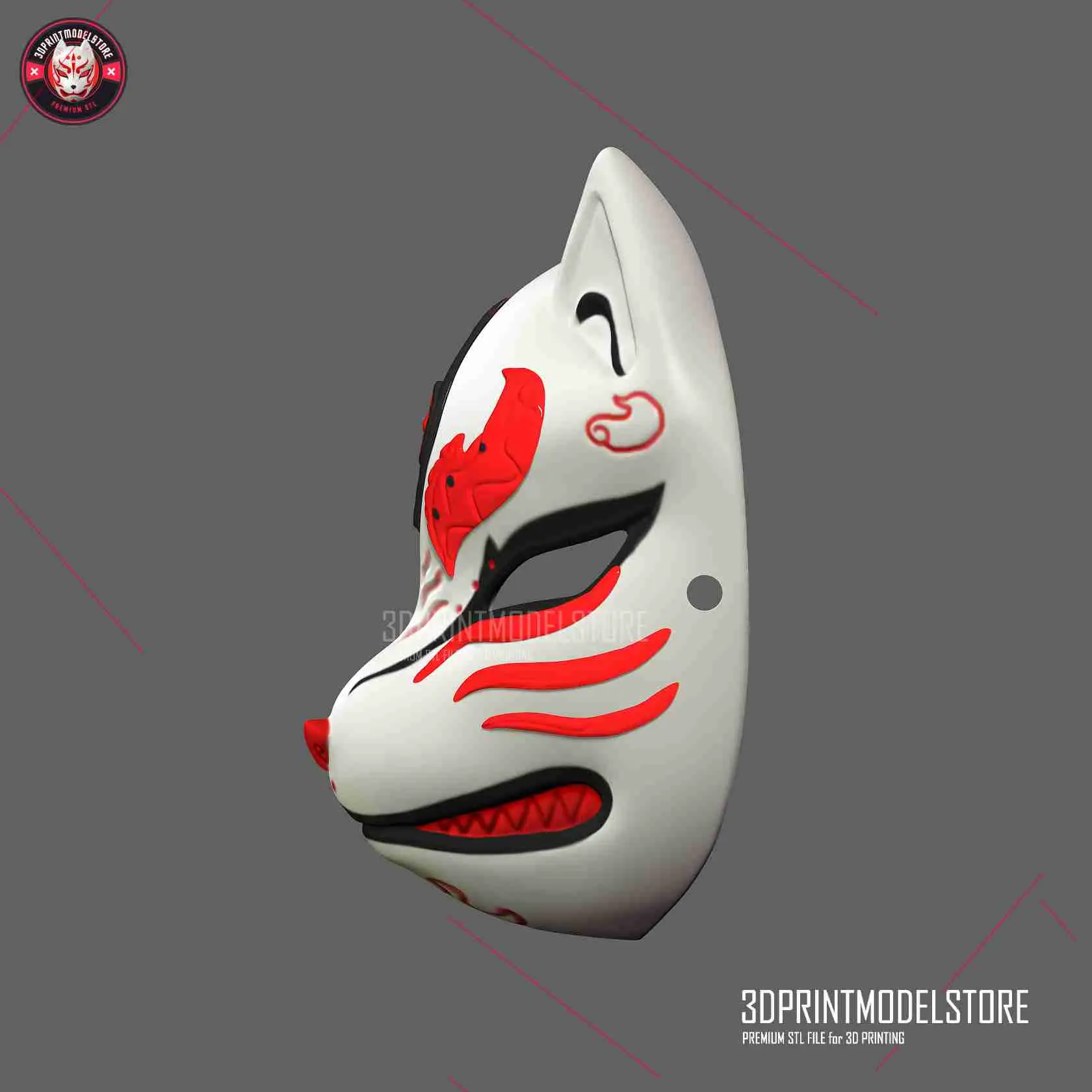 Japanese Kitsune Fox Mask - Oni Samurai Cosplay Halloween