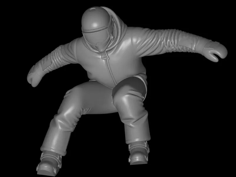 snowboarder and board  3d model