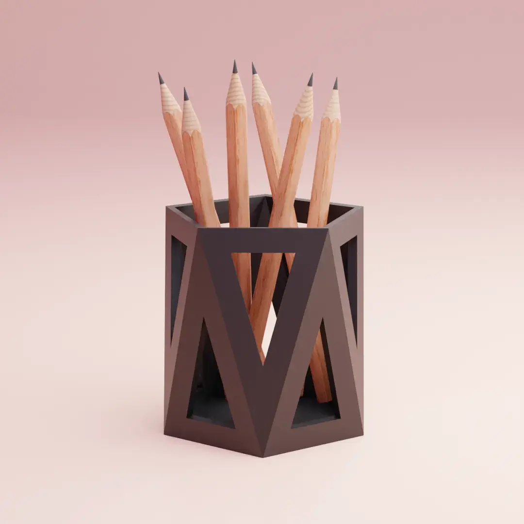 Icosahedron Pencil Holder Geometric Desk Organizer