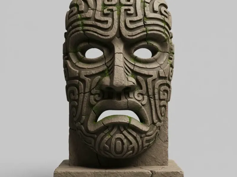 Ancient Stone Mask – Forgotten Temple Relic Diorama