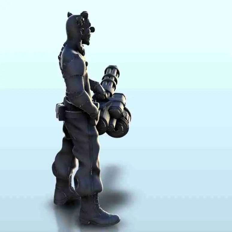 Payaso con minigun 2 (+ versión con soporte) - miniaturas