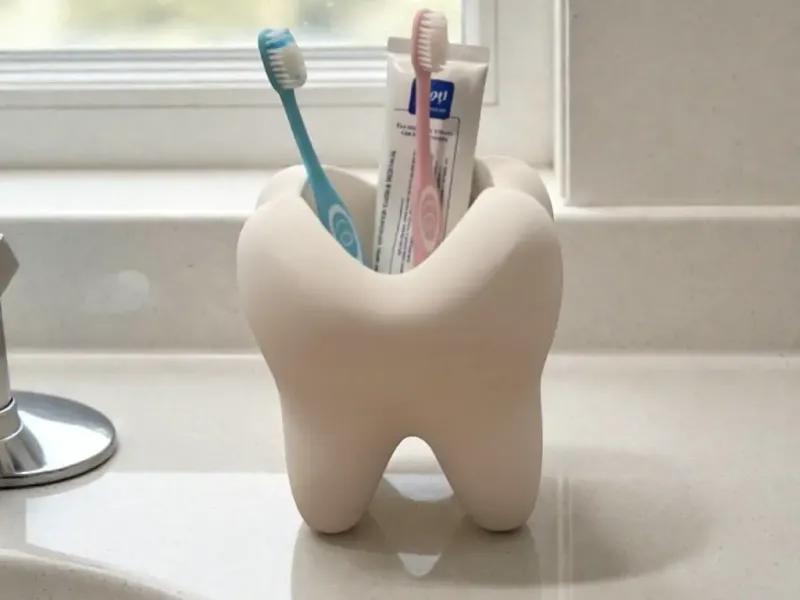 Support à brosses à dents réaliste en forme de molaire
