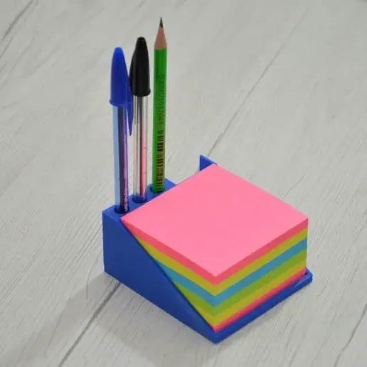 Essential Desk Sticky Notes + Pen Holder