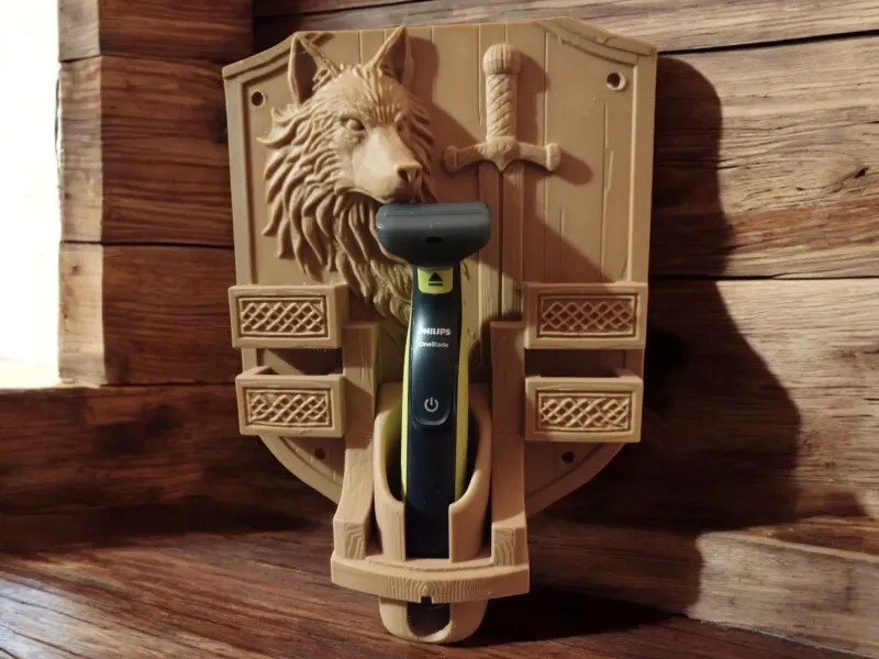Multi‑Purpose Wall Holder – Wolf & Sword Design