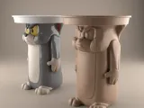 Funny Tom Cat Table STL candy container candle holder-2