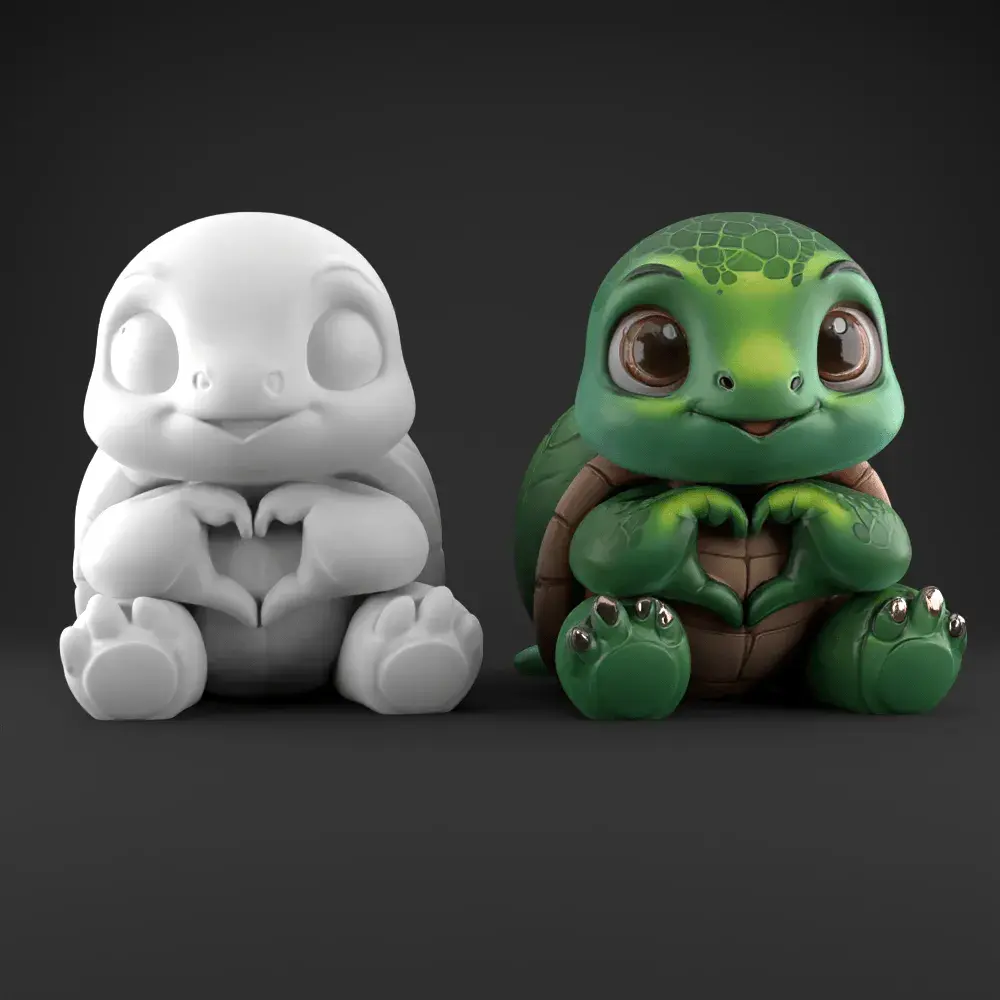 Cute Loved Turtle 3D Model – Heart Hands STL for Decoration