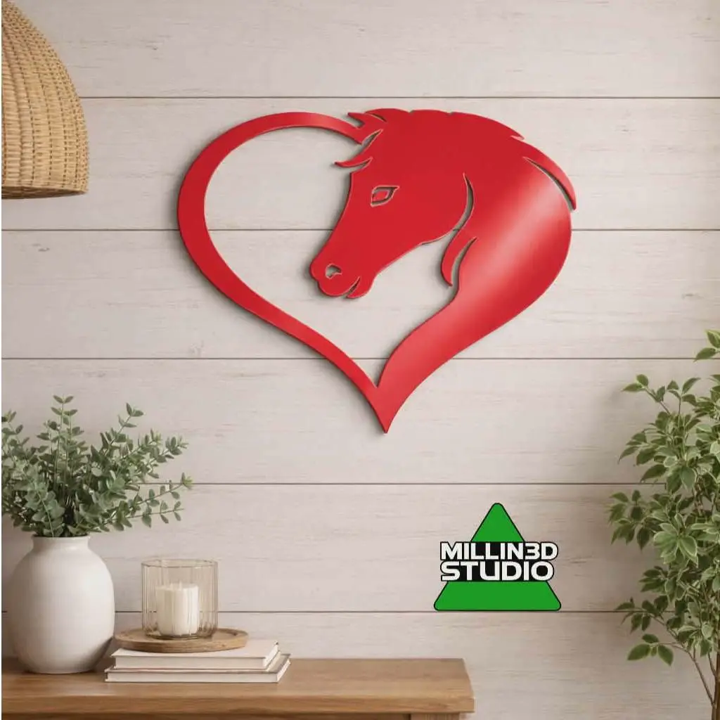 Horse Lovers Head Heart Wall Art Decor - Valentines Day