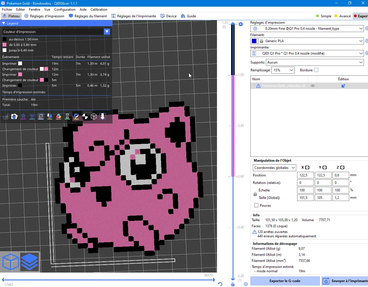 Pokemon Rondoudou, with 2 filament changes