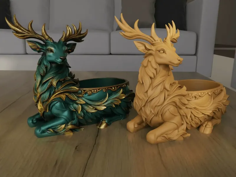 Deer Planter STL Fantasy Antler Bowl 3D Print