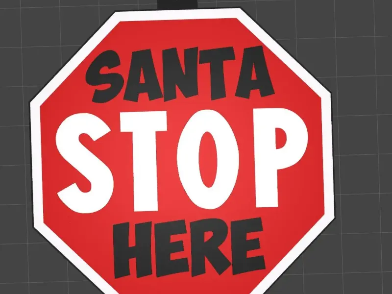 Keychain Santa STOP Here