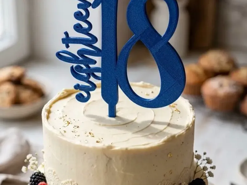 Elegant "Eighteen" Cake Topper - 18th Birthday [No Supports]