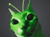 Alien cat meme 3d fun-0