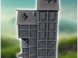 Large medieval building with round tower, terrace and access-3