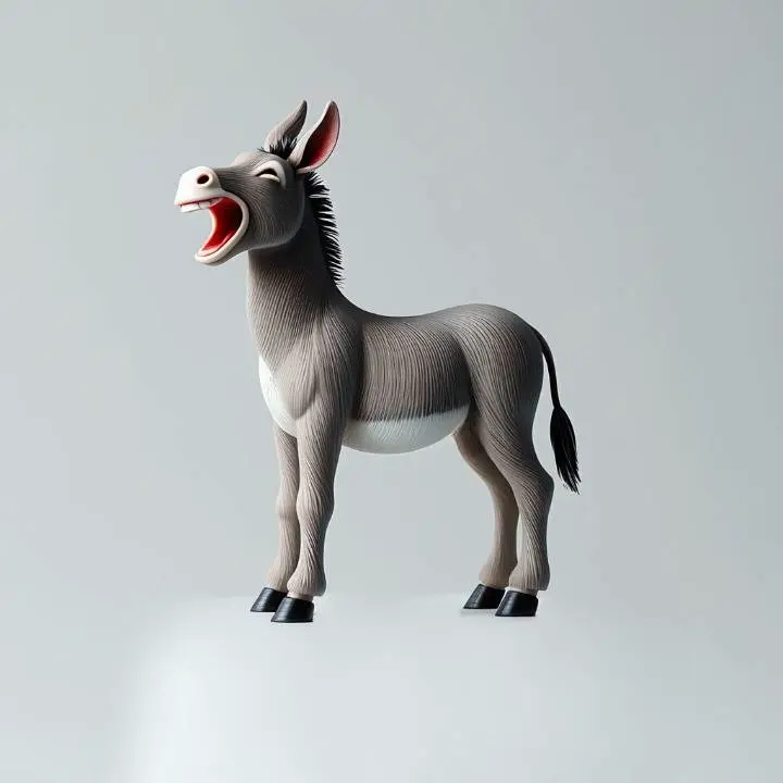 3231 Laughing Donkey 3D Printed Full-Figure Statue  STL