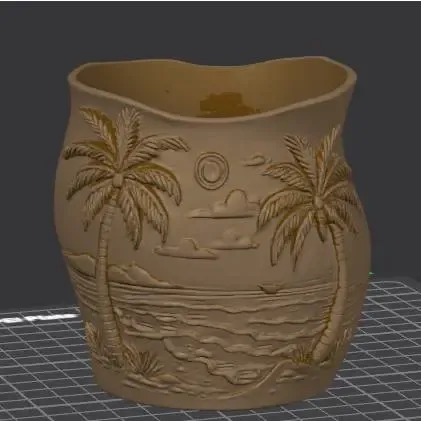 Vaso com relevo de praia