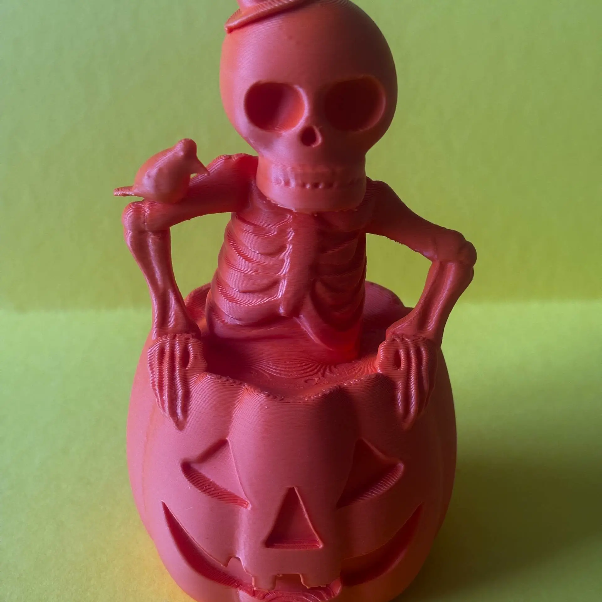 Halloween skeleton and pumpkin