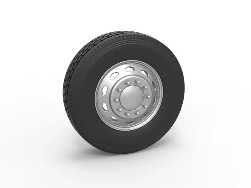 10 Triangular Hole Front wheel of semi truck V2 Scale 1:25