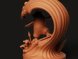 Surfing Penguin Statue | Tropical Bird Sculpture | Summer-2