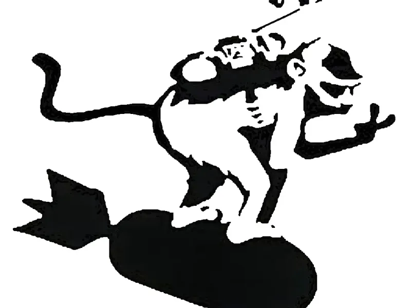 Трафарет Banksy Bomb Riding Monkey