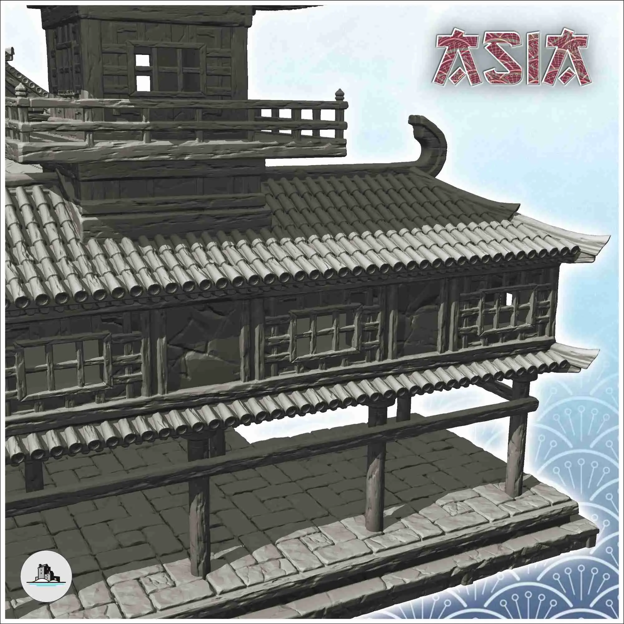 Large Asian palace with two wings (29) - Japan China Korea