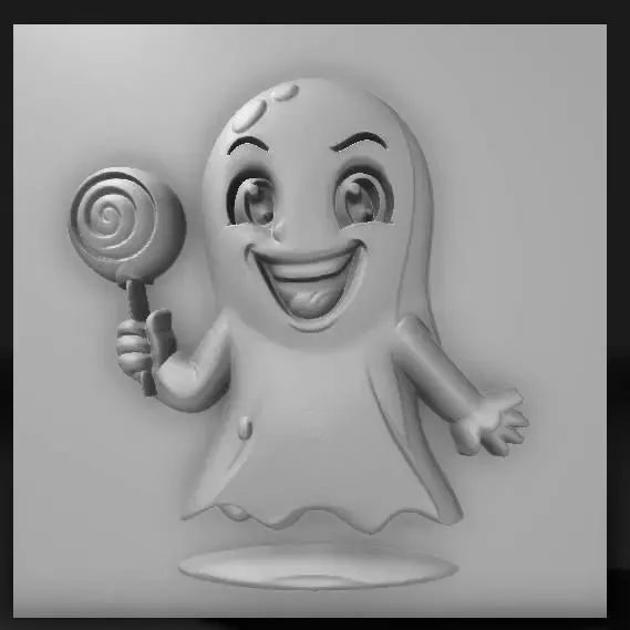 Gast cartoon, mischievous translucent ghost holding a lollip