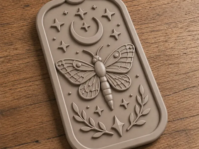 Tag decorativo para bolso – Mariposa y Luna