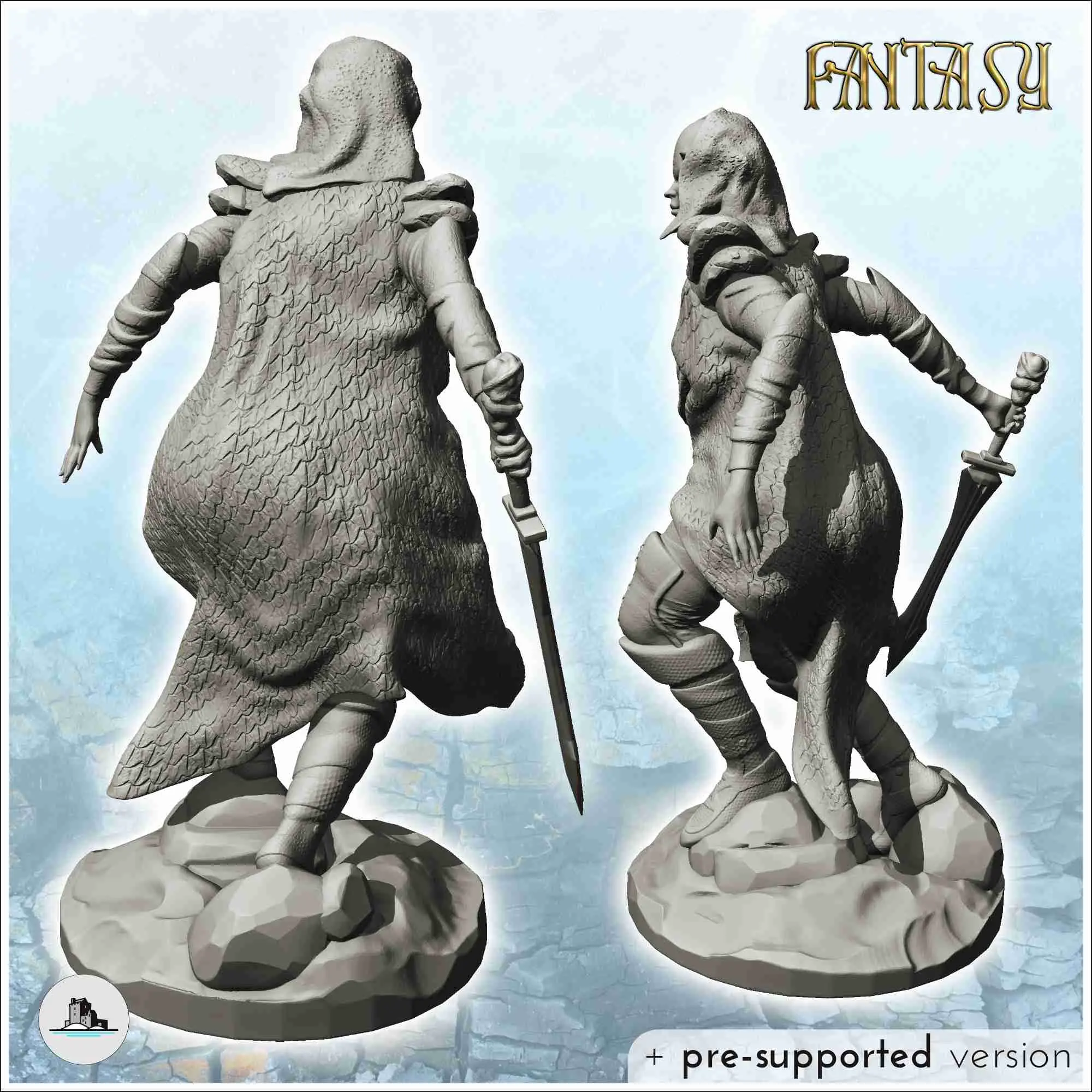 Horned woman with running sheepskin (3) - miniatures figure