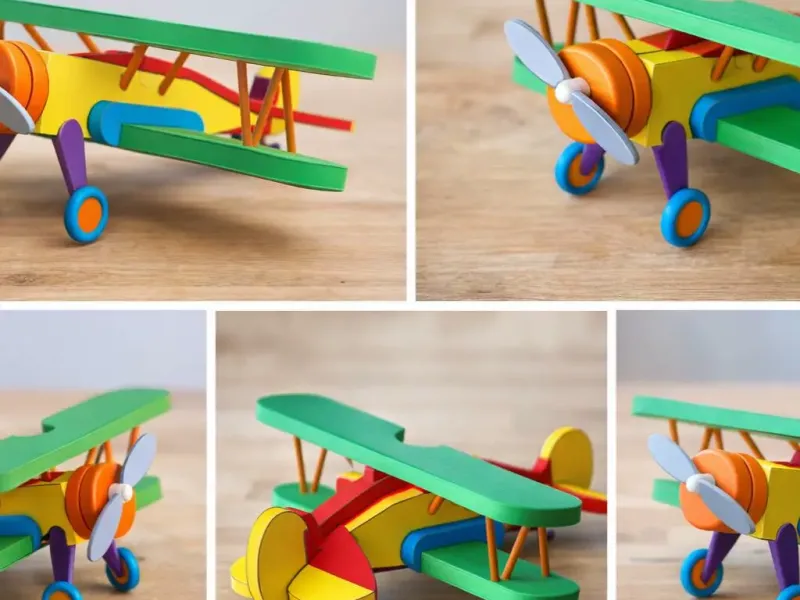 avión realista de madera
