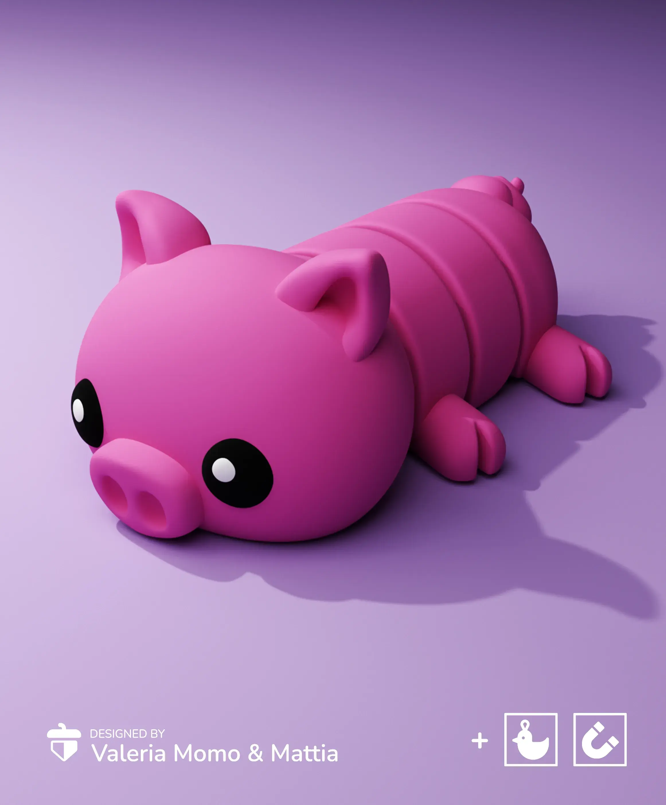Cute Flexi Pets Pig (Keychain & Magnet)