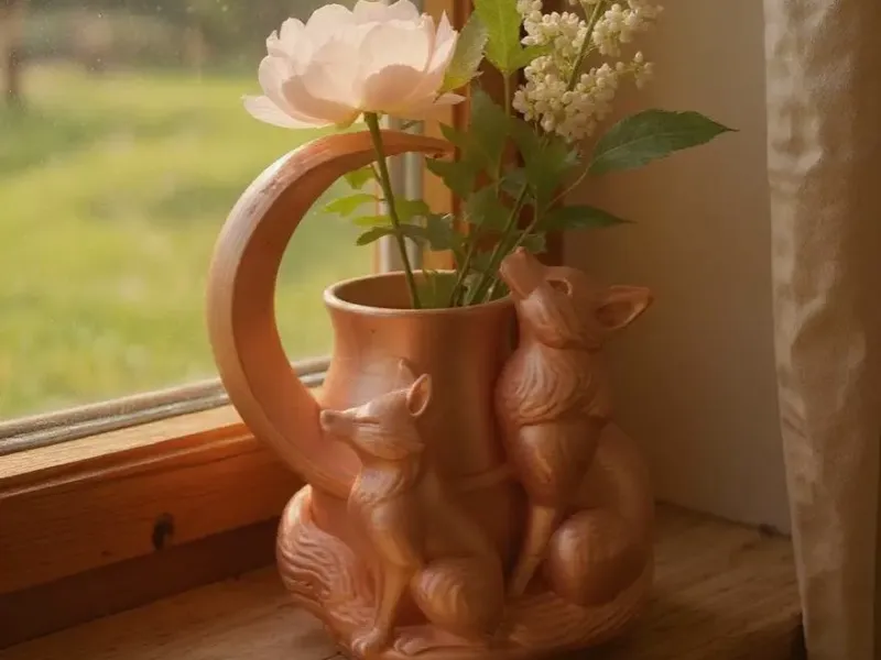 Fox Moonlight Vase – Whispers by the Window