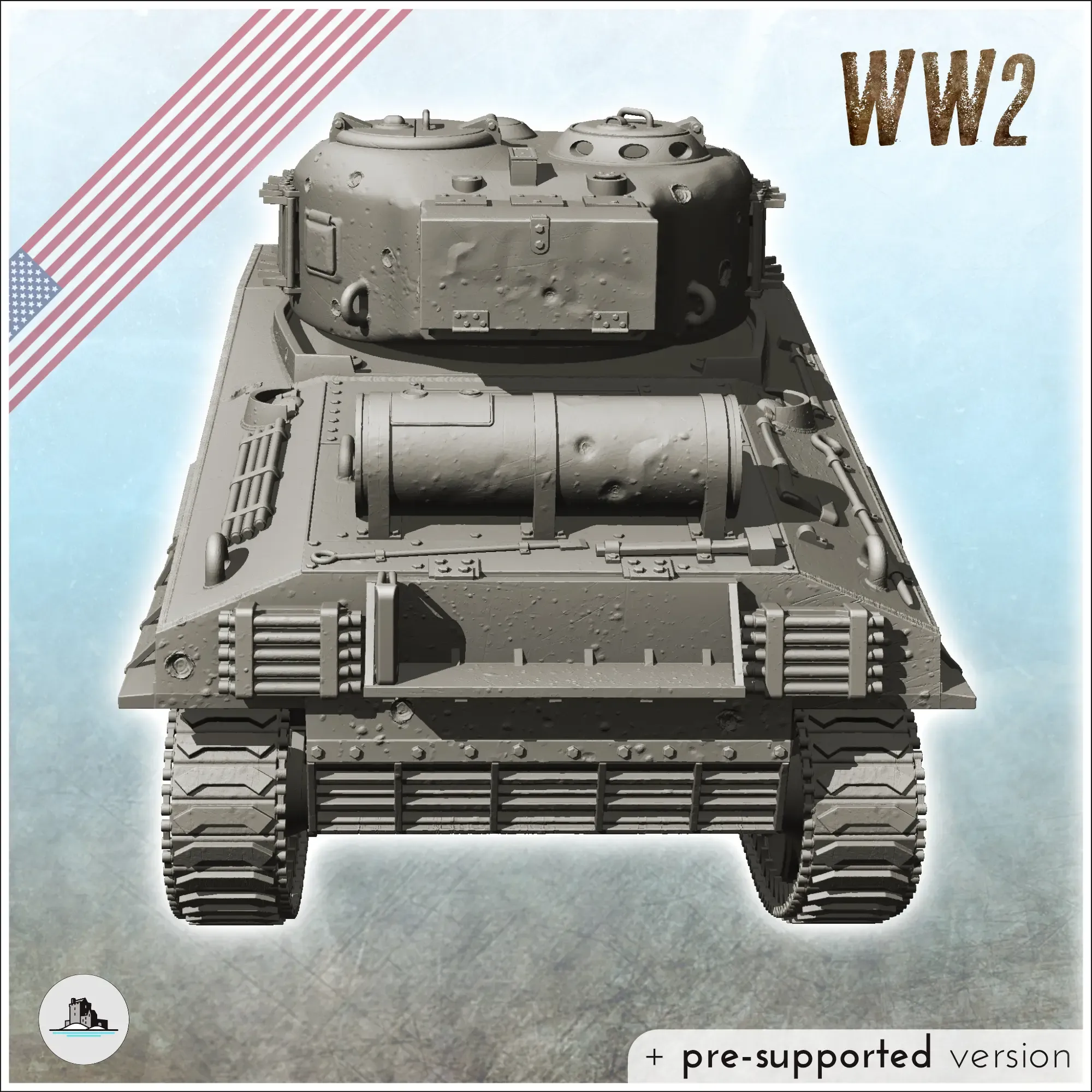 Sherman M4 - tank WW2 USA US Army Terrain figure diaroma