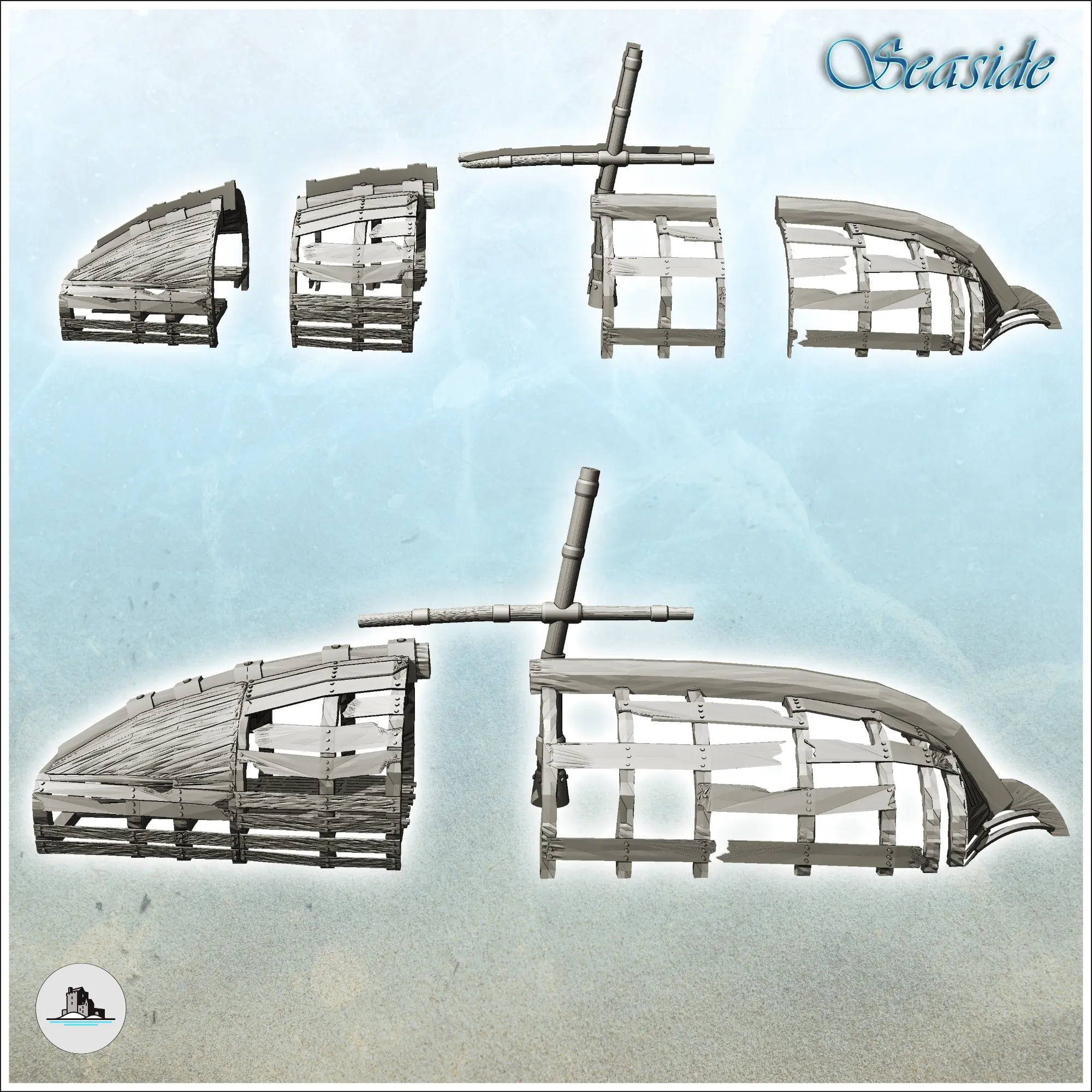 Boat hull with mast (3) - miniatures warhammer tabletop scen