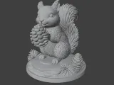 Cute Winter Squirrel Figurine Holding Pine Cone – Printable -1