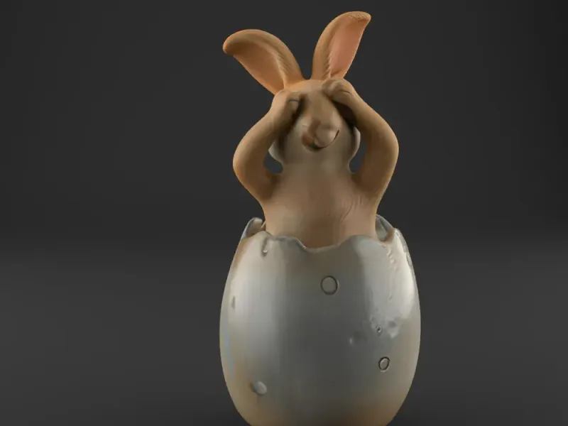 Cute Bunny in Egg – 3D STL File for Easter Decoration