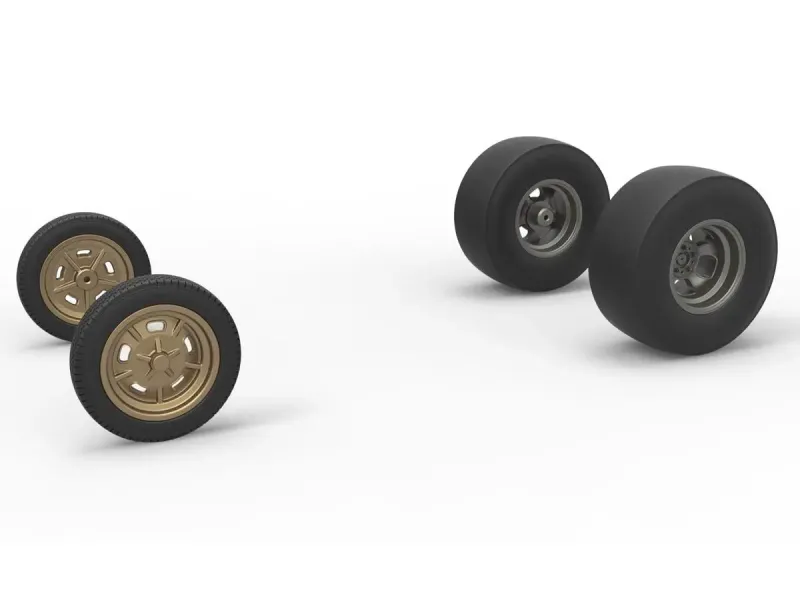 Wheel set of Vintage Front engine dragster V2 Scale 1:25