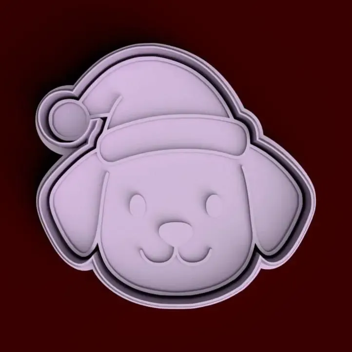 christmas dog cookie cutter - perro con gorro navideño