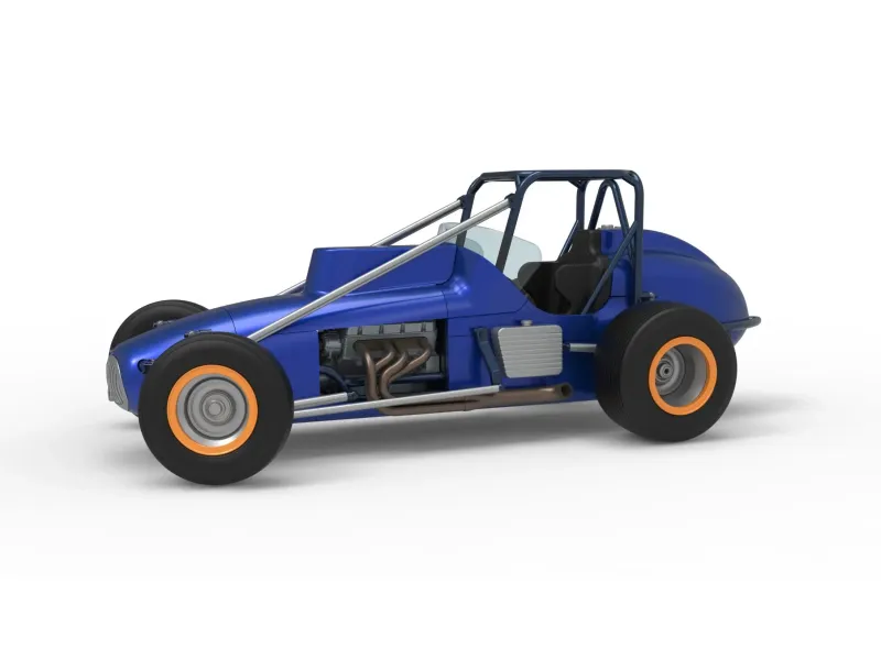 Dirt Silver Crown Champ car while turning Scale 1:25