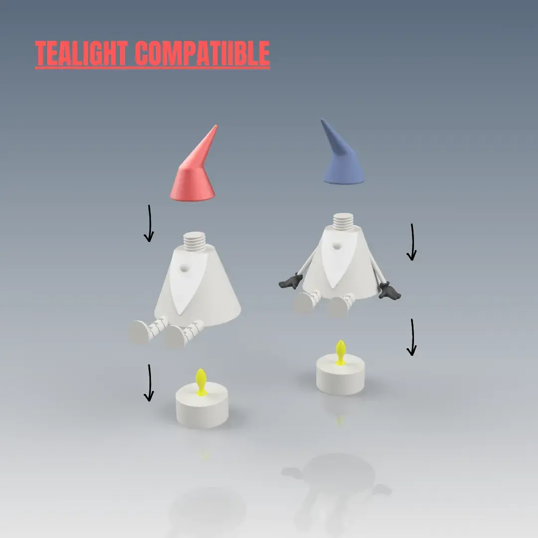 ARTICULATED CHRISTMAS GNOMES / DWARFS (+TEALIGHT)