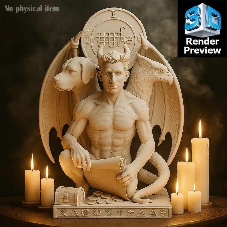 Demon Bune STL Statue – Goetia Spirit Sculpture