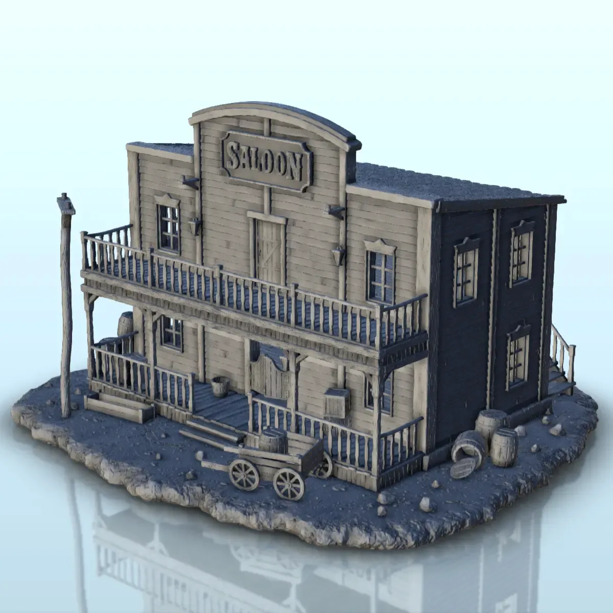 Saloon with two floors and double terraces - Terrain scenery