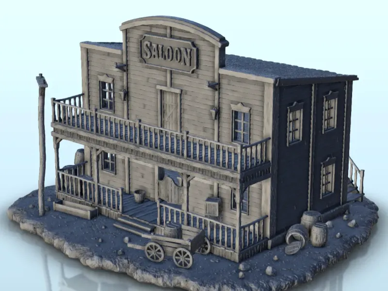 Saloon with two floors and double terraces - Terrain scenery