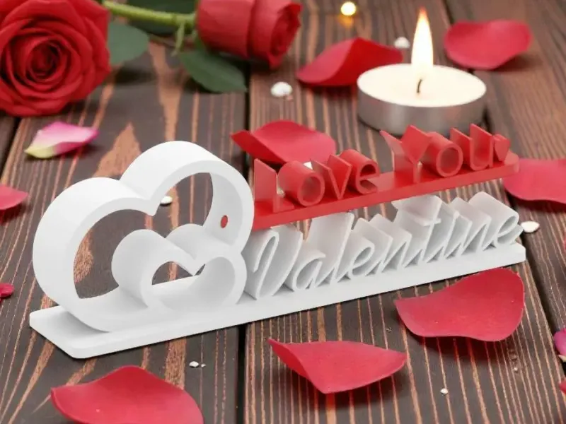 "Love You Valentine" - 3D Geometric Heart