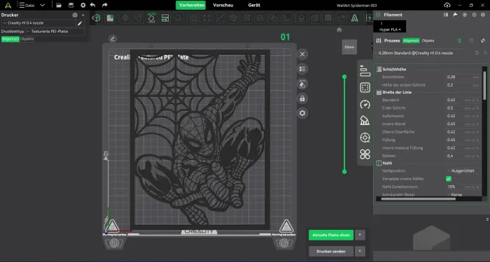 3D Printer Files | 3MF File | WallArt Spiderman 003 | Creality Cloud