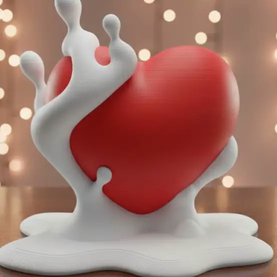 Stylized Heart with Liquid Splash Base