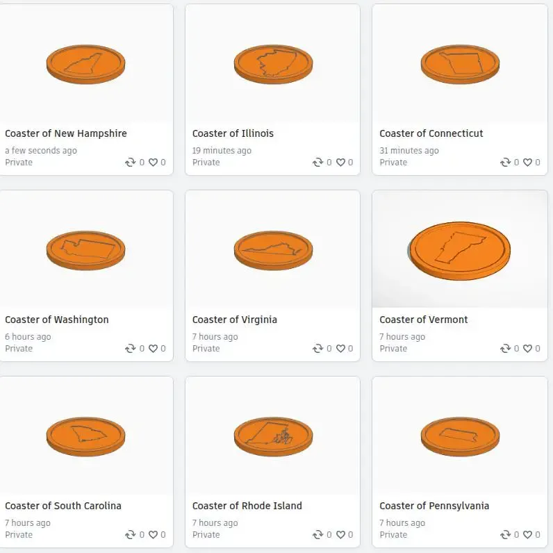 Coasters of Every State in The USA